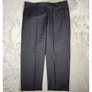 Troy McSwain Suit Pants Men's 45X32 Custom Made Navy Pinstripe 4 TINY HOLES-PICS